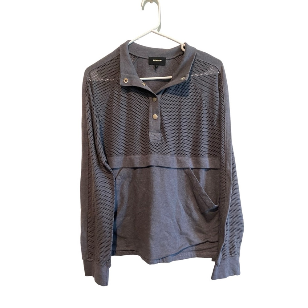 Monrow Mesh Snap Pullover - Picture 2 of 7